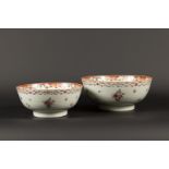 A lot of porcelain famile rose bowls. China, 18th century.