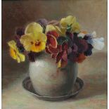 20e eeuw. Hollandse School A still life with violets in a