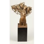 A bronze sculpture "The many faces" 2nd half 20th century.