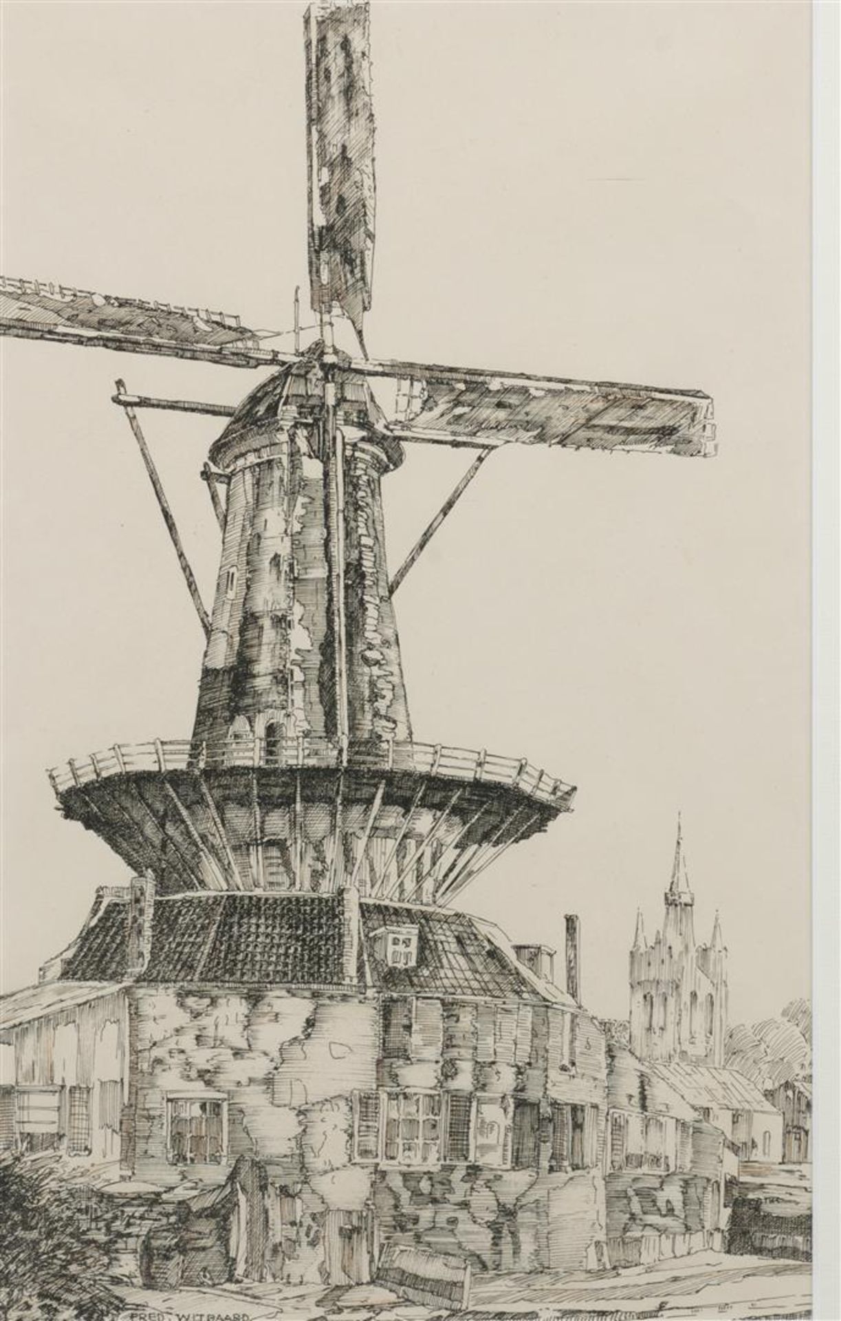  Witbaard, Fred. (1905-1970)
The mill "De Roos", in Delft w