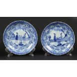 A set of porcelain plates with decoration of 2xÊlong Elizas