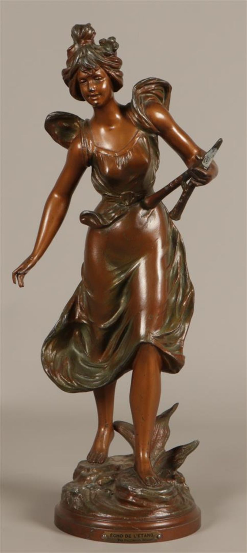 A zamac sculpture "Echo de L'etang". France, circa 1900.
H.