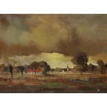 Piet Mees, 20th century. A village in a wide landscape., si