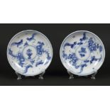 A set of porcelain plates with 4 roosters decor. China, Yon