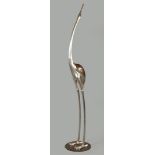 A silver and gold patinated bronze of a crane. 2nd half of