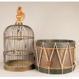 One lot consisted of a drum and birdcage.