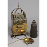 A brass Thomas Moore, Ipswich, lantern clock 37 x 18 cm.