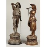 After Henri Weisse, a pair of bronze patinated metal statue