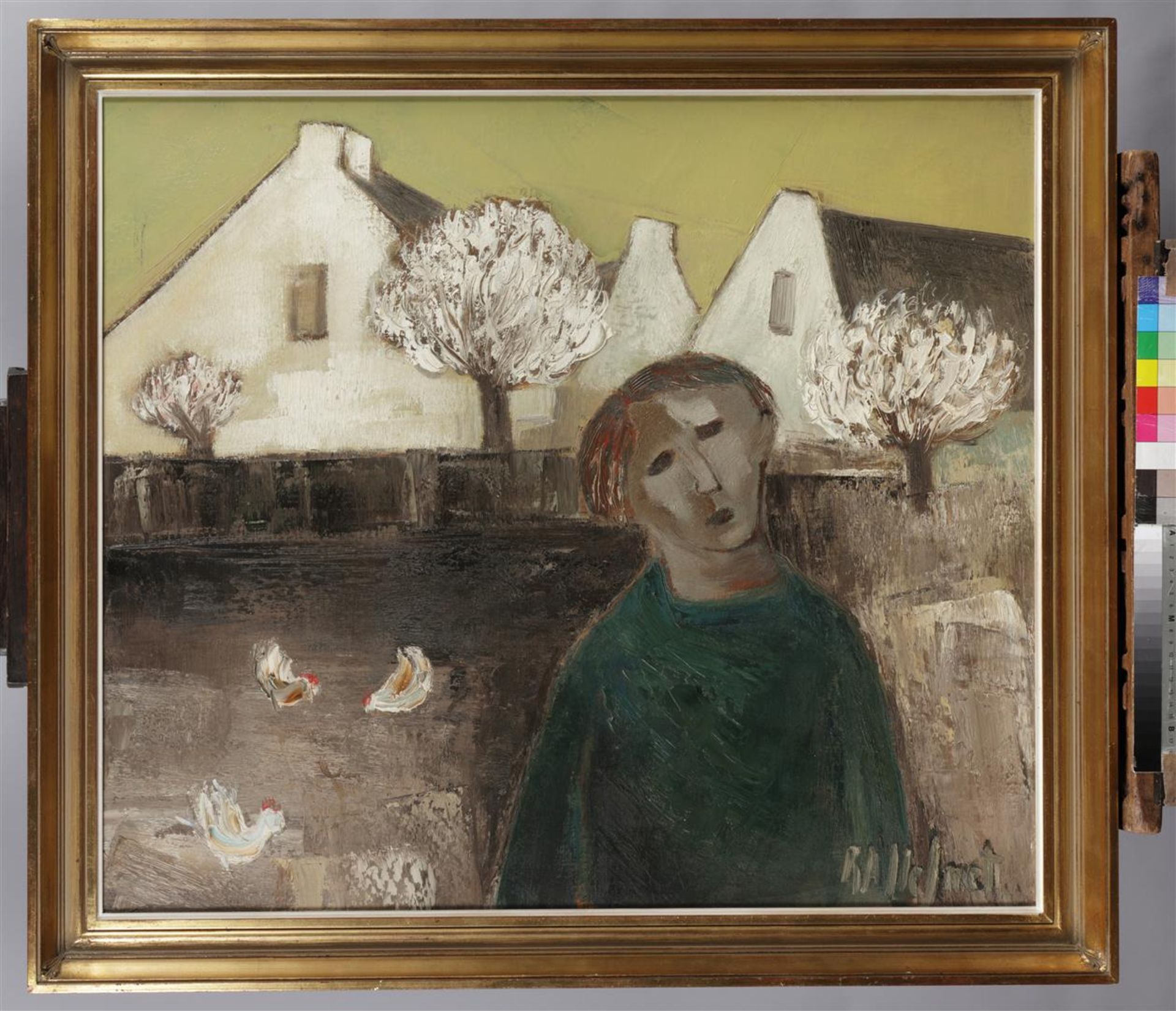 Belgian expressionist, 20th century. A farmer in his yard.  - Bild 2 aus 4