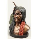 A bronze bust of a Native American, 2nd half 20th century.