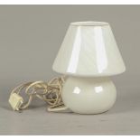 Small white glass mushroom lamp by Hala, 1990s. Due to the
