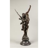 A solid cast bronze statue depicting a dying person taken u