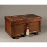 A late 18th century blanket chest on trestles.