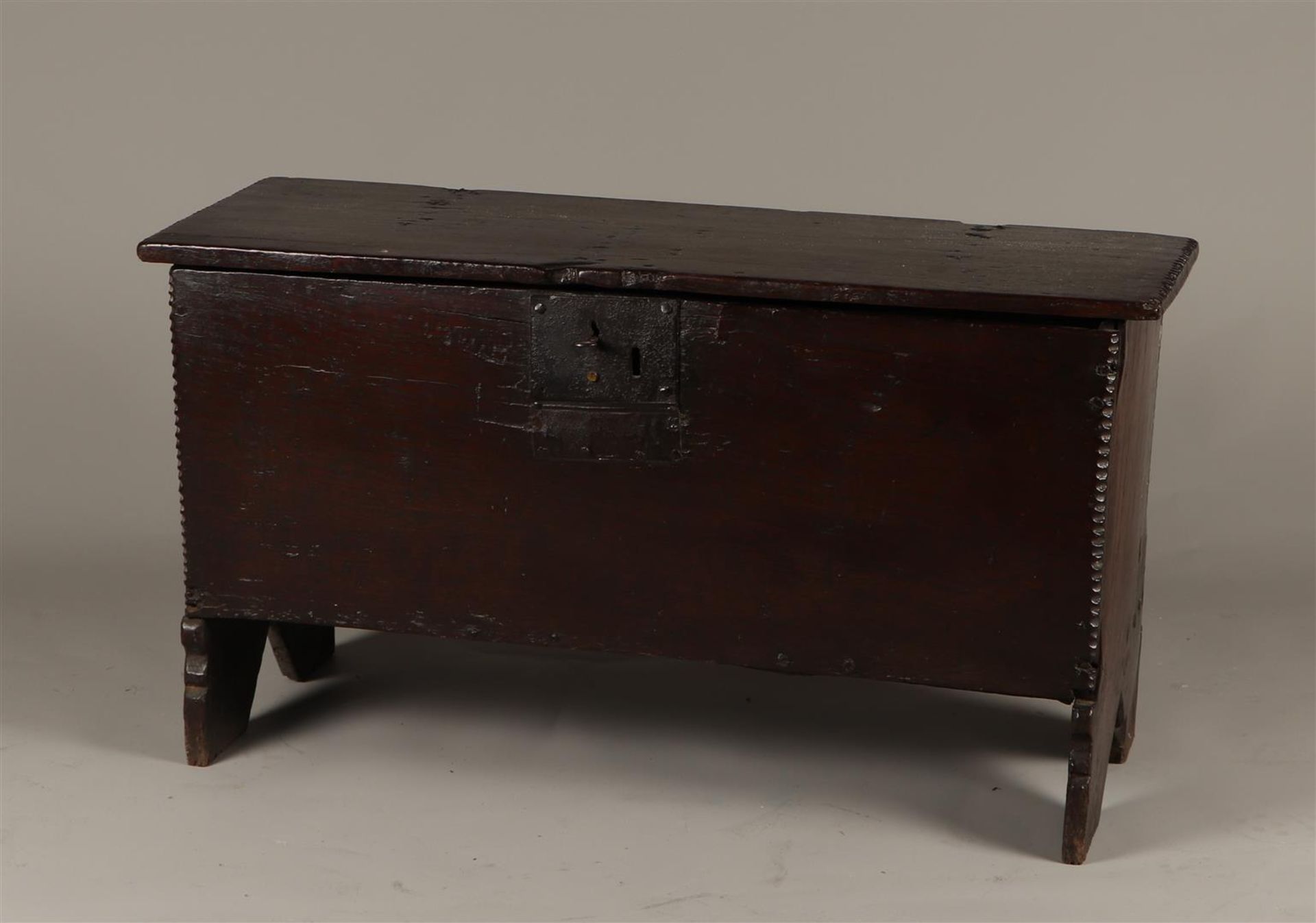 A dark oak 18th century blanket chest.