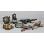 A lot of various including a bronze African miniature bust.