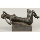 An impressionistic bronze of a reclining nude. Second half