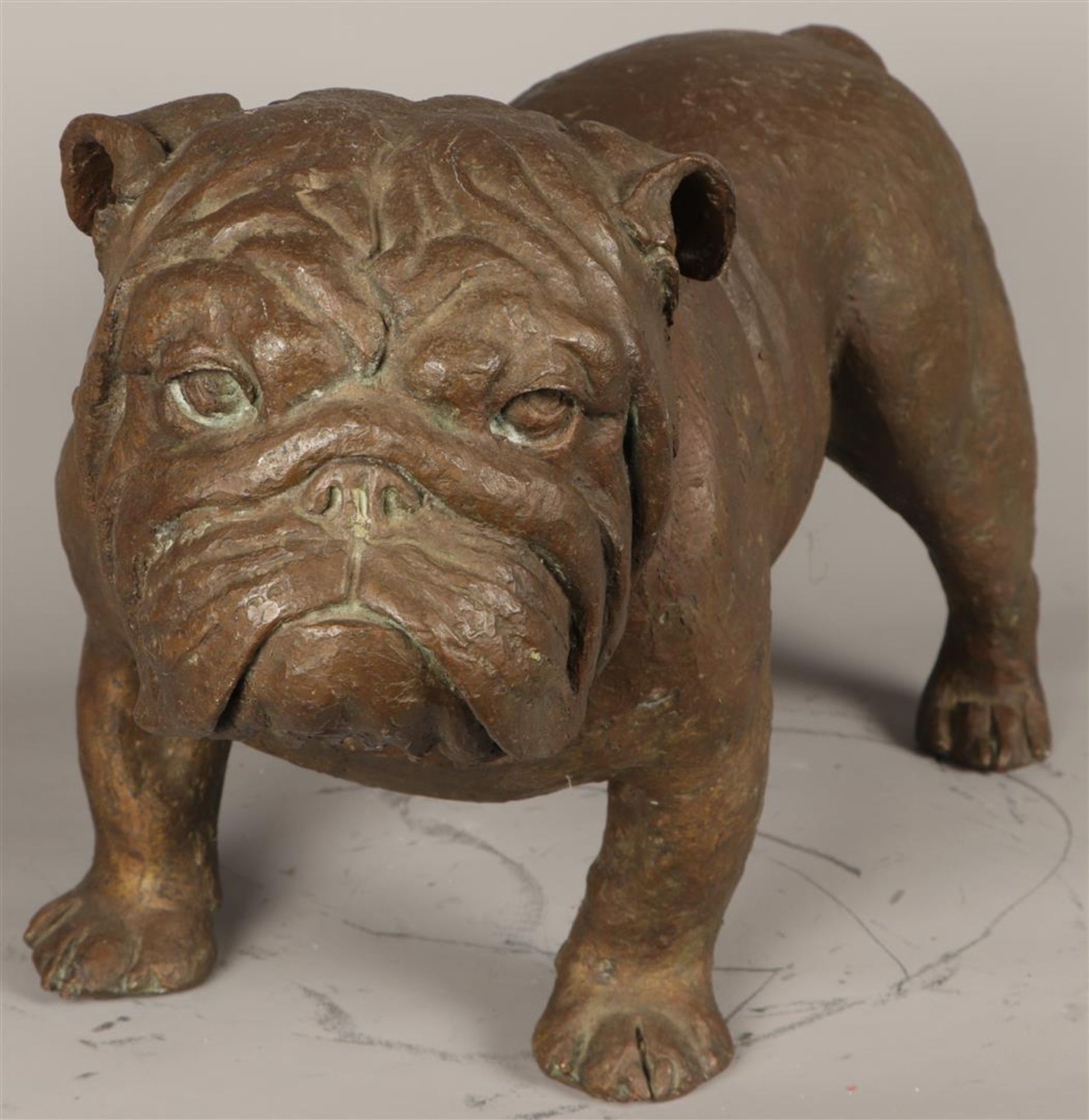 A dark patinated bronze bulldog. 2nd half of the 20th centu - Bild 2 aus 2