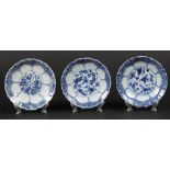 A set of porcelain plates with lotus flower beds decor. Chi