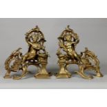 A pair of bronze firebucks in rococo style. Late 19th centu