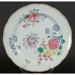 A porcelain famile rose dish decorated with peonies. China,