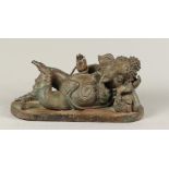 A dark patinated bronze reclining Ganesha. 2nd half of the