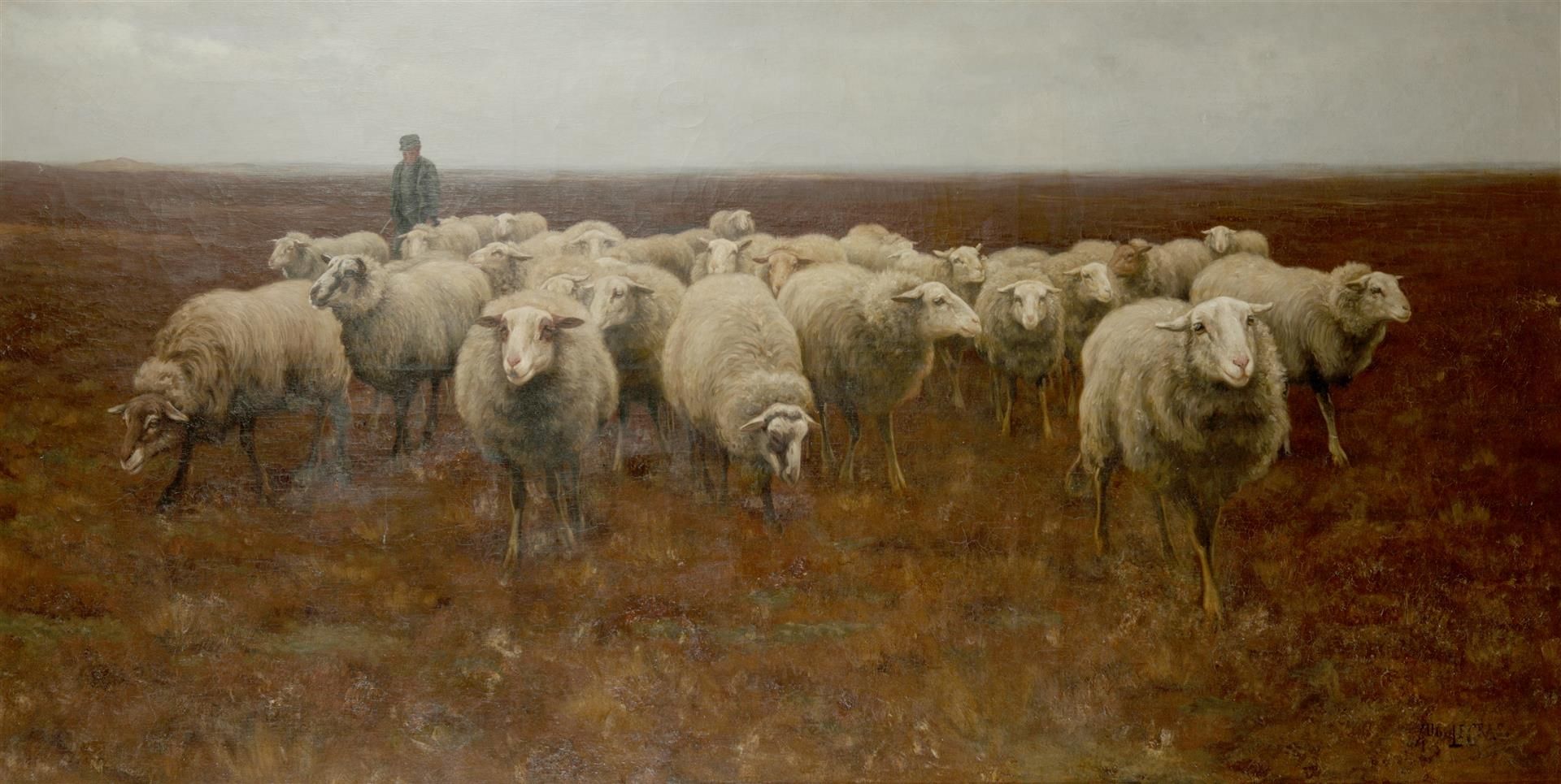 August Legras  (1865-1915)
A shepherd with herds on the hea