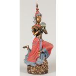 A bronze cold painted Thai temple guard. 2nd half of the 20