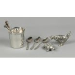 Christoffle silver plated spoon vase with silver plated spo