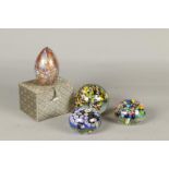 A lot containing (4) "Murano" style paperweights. One with