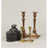 A lot of Various items consisting of two sets of candlestic