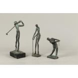 A lot with (3) decorative contemporary bronzes of golfers.