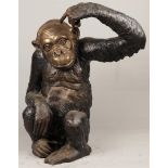 A bronze sculpture depicting a chimpanzee. Second half of t