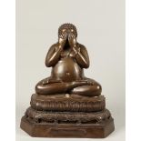 A dark patinated seated Buddha. 2nd half of the 20th centur