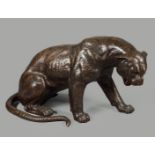 A large bronze jaguar. Second half 20th century.