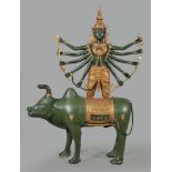 A very large cold painted bronze statue depicting Phra Nara