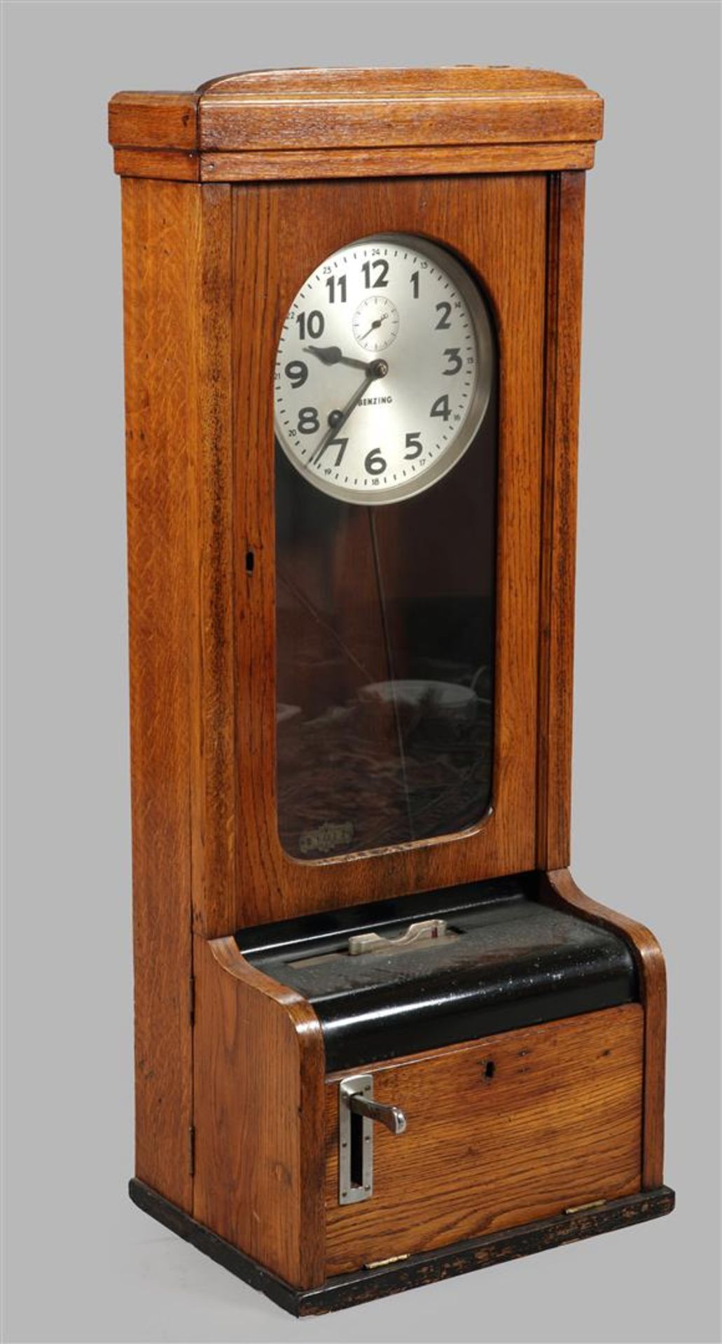 An industrial workers timeÊclock in wooden housing, Benzing