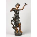 A bronze sculpture of a female figure "Le printemps". late