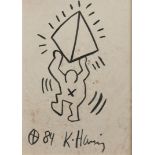 Keith Haring (1958-1990) Man with kite, signed, and dated '