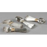 A lot of silver plated cutlery consisting of two sets consi