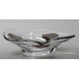 A two-tone glass bowl, marked "Krasensky / 2008" on the bot