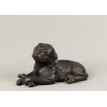 A dark patinated bronze puppy. 2nd half of the 20th century