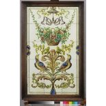 A floral tile tableau with a decor of flowers and birds. 1s