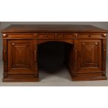 An oak partner desk, Holland, early 20th century.