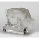 A Lalique paperweight in the shape of a Bison. "bison" 1180