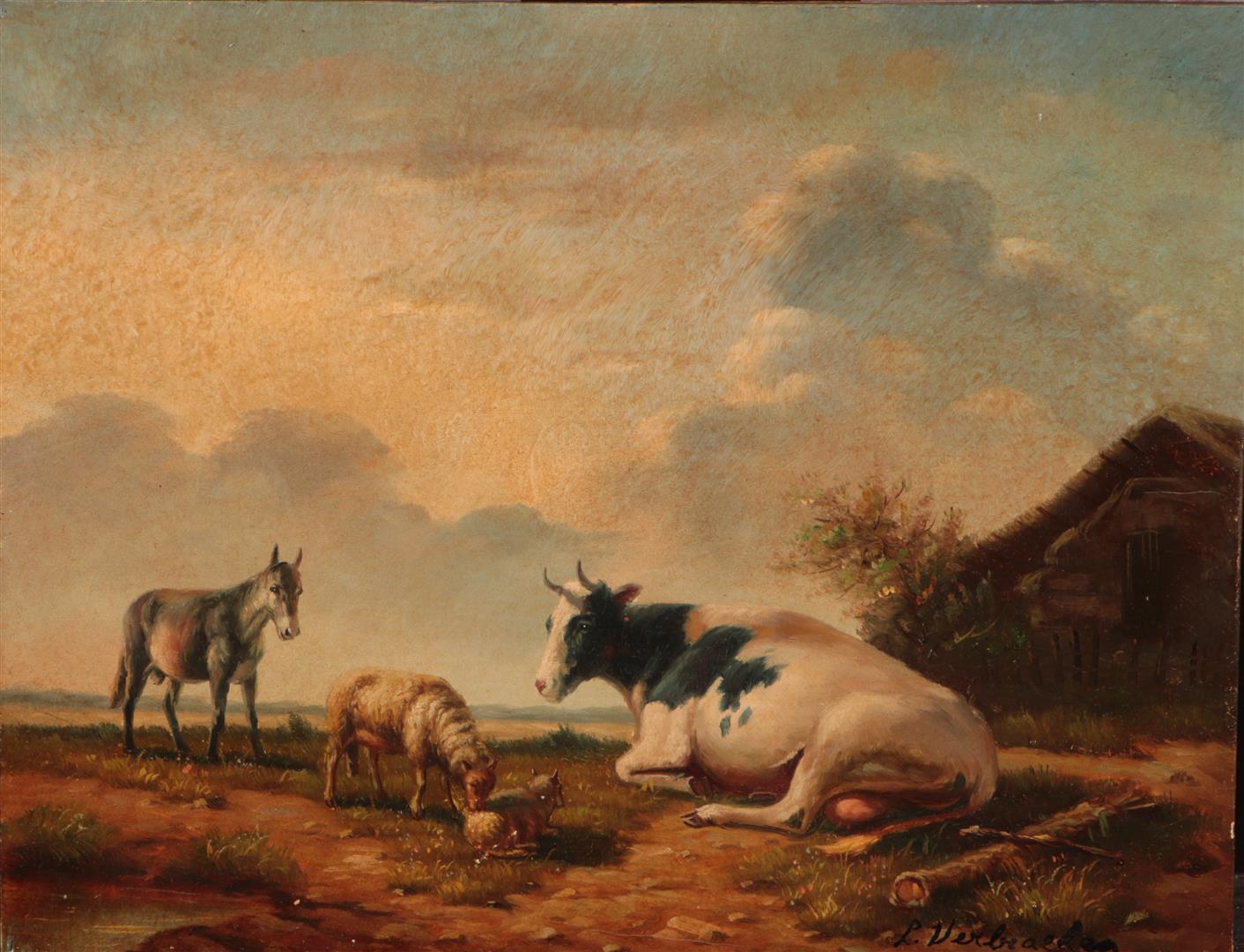 Dutch School, 20th C., Resting cattle in a pasture.