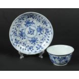 A porcelain cup and saucer with floral decoration. China, Y