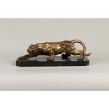 A bronze sculpture of a panther late 20th century. H.: 12