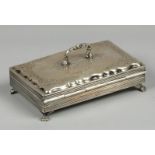 A silver spoon box on claw feet, Wed.J.H. van der Meulen, y