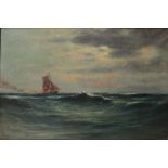 Romain Steppe (1859-1927) Fishing ship on a choppy, signed