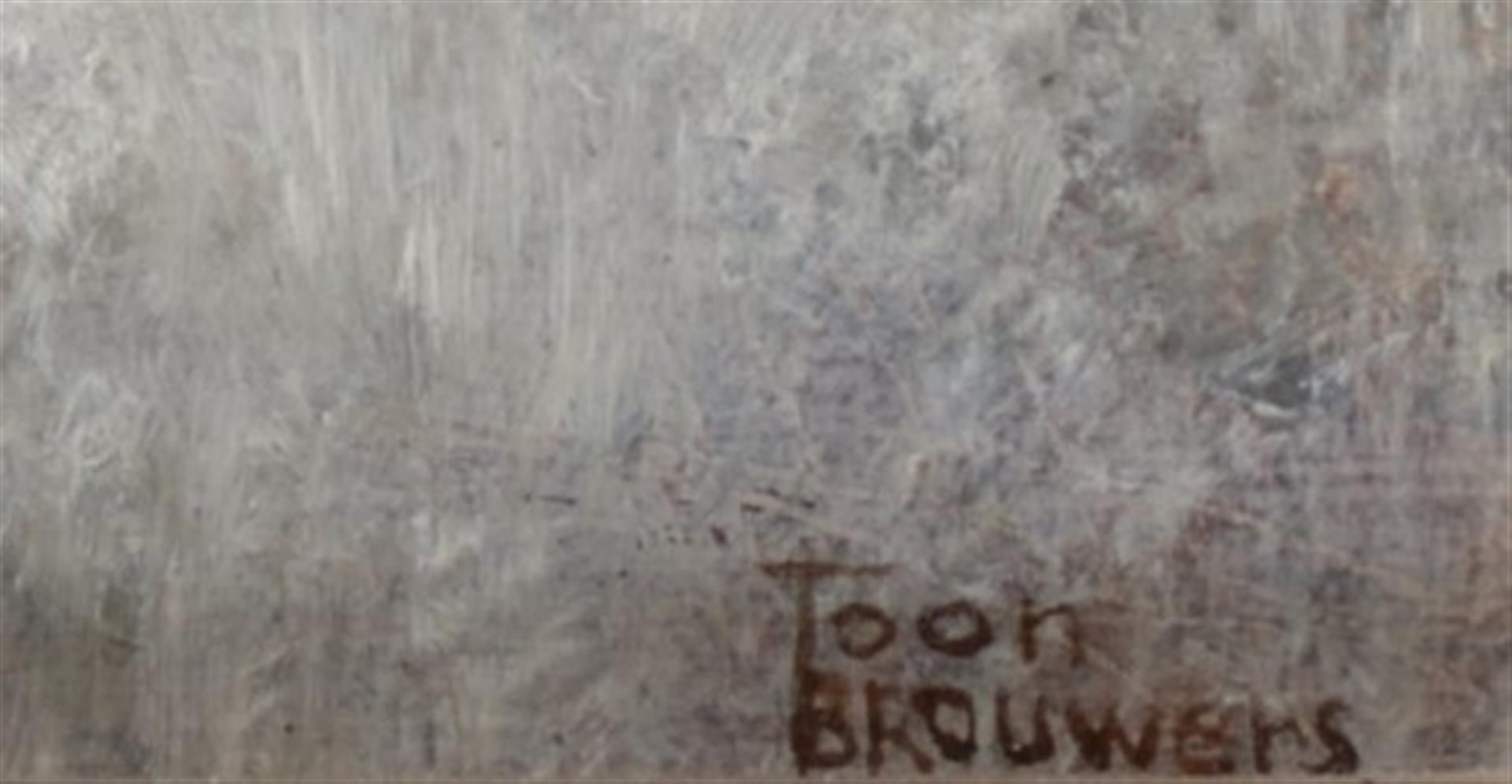 Signed "Toon Brouwers", 20th century. A farm in a winter la - Bild 3 aus 4